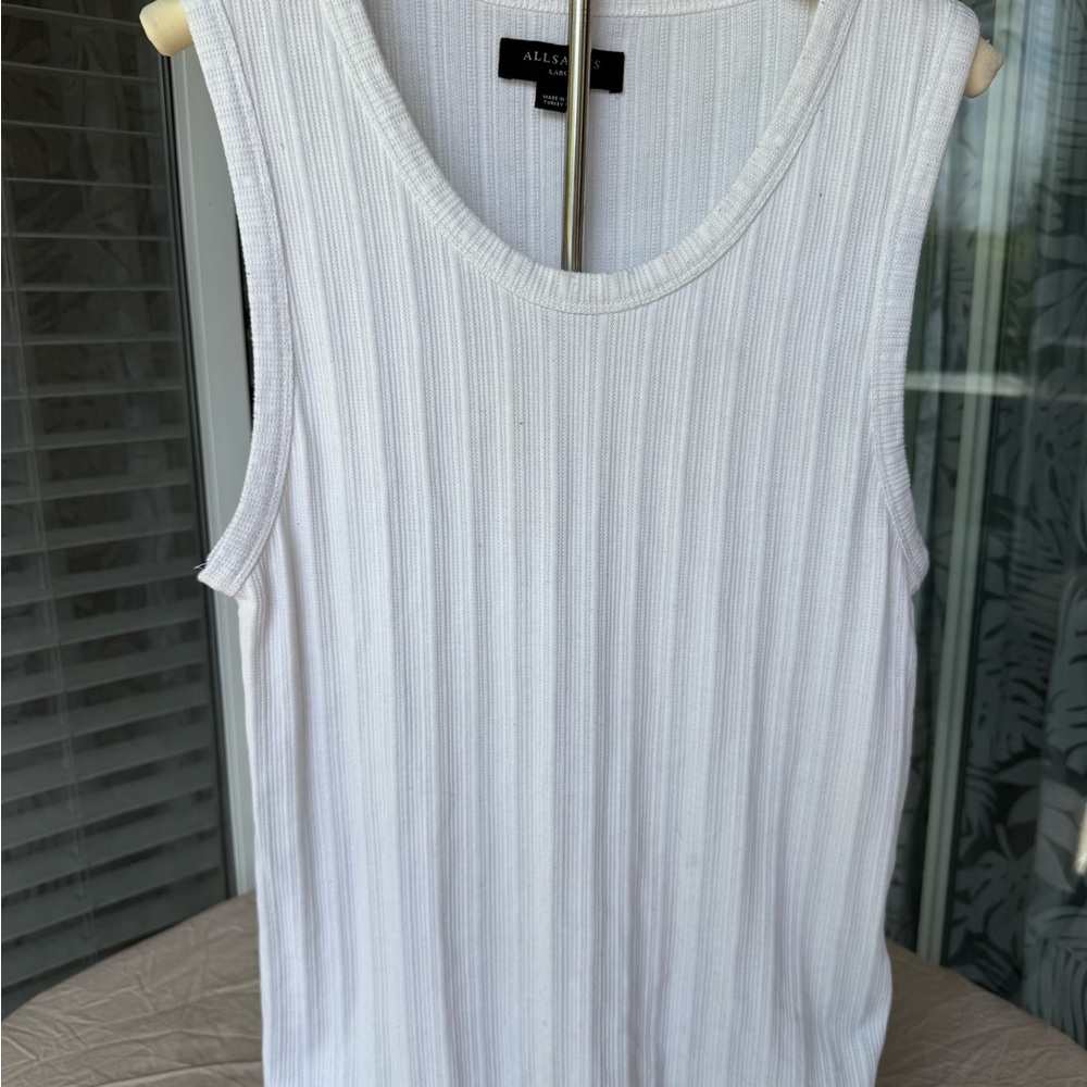 All Saints White/cream Ribbed Scoop Tank